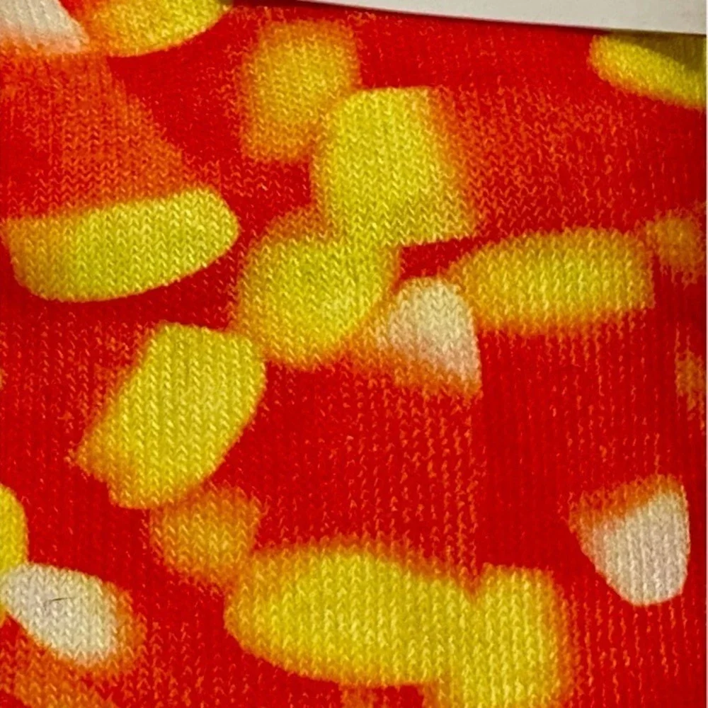 Two Left Feet Hyper Real Candy Corn Novelty Socks, Halloween, (W)5.5-9.5, (M)5-8